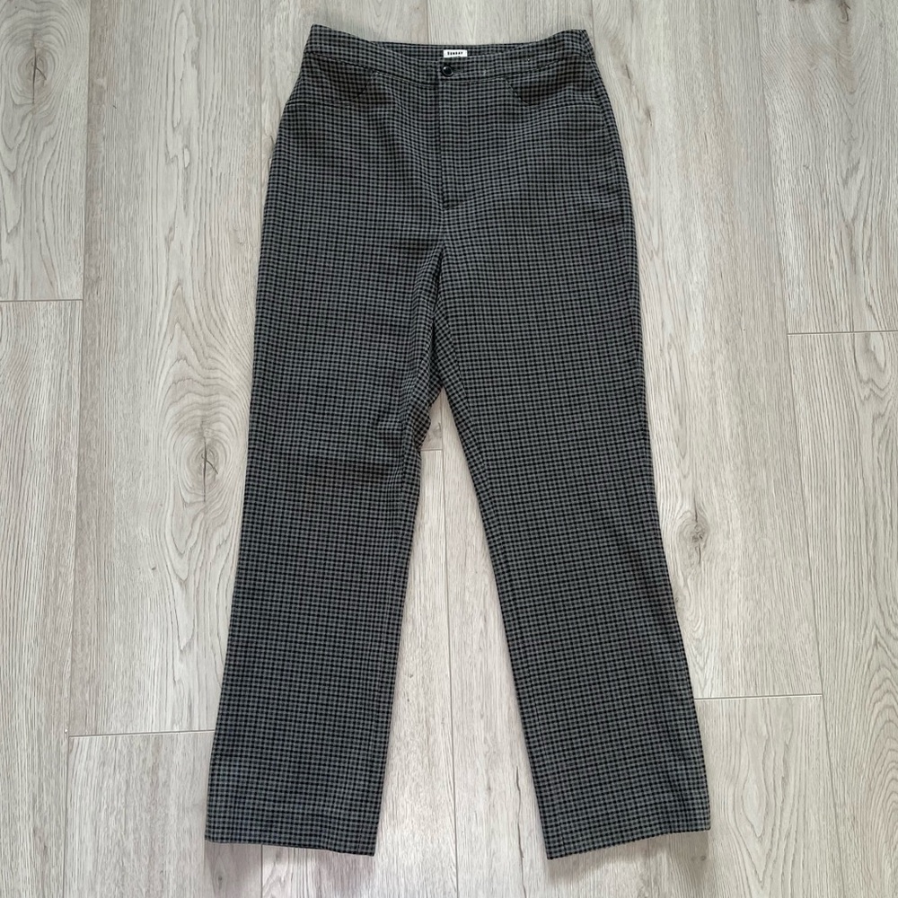 Aritzia Sunday Best High Waist Straight Leg Plaid Trouser Pants